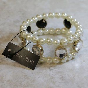 WHBM reversible pearl stretch bracelet, gold